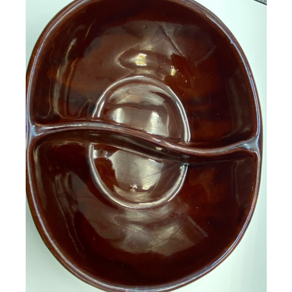 Mar crest ovenproof Colorado Brown divided Daisy Dot casserole Retro Serve ware